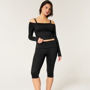 Gilly Hicks Go Energize Capri Cropped Workout Leggings Black Sz M